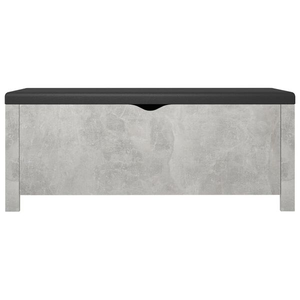 vidaXL Storage Box with Cushion Concrete Grey 105x40x45 cm Engineered Wood