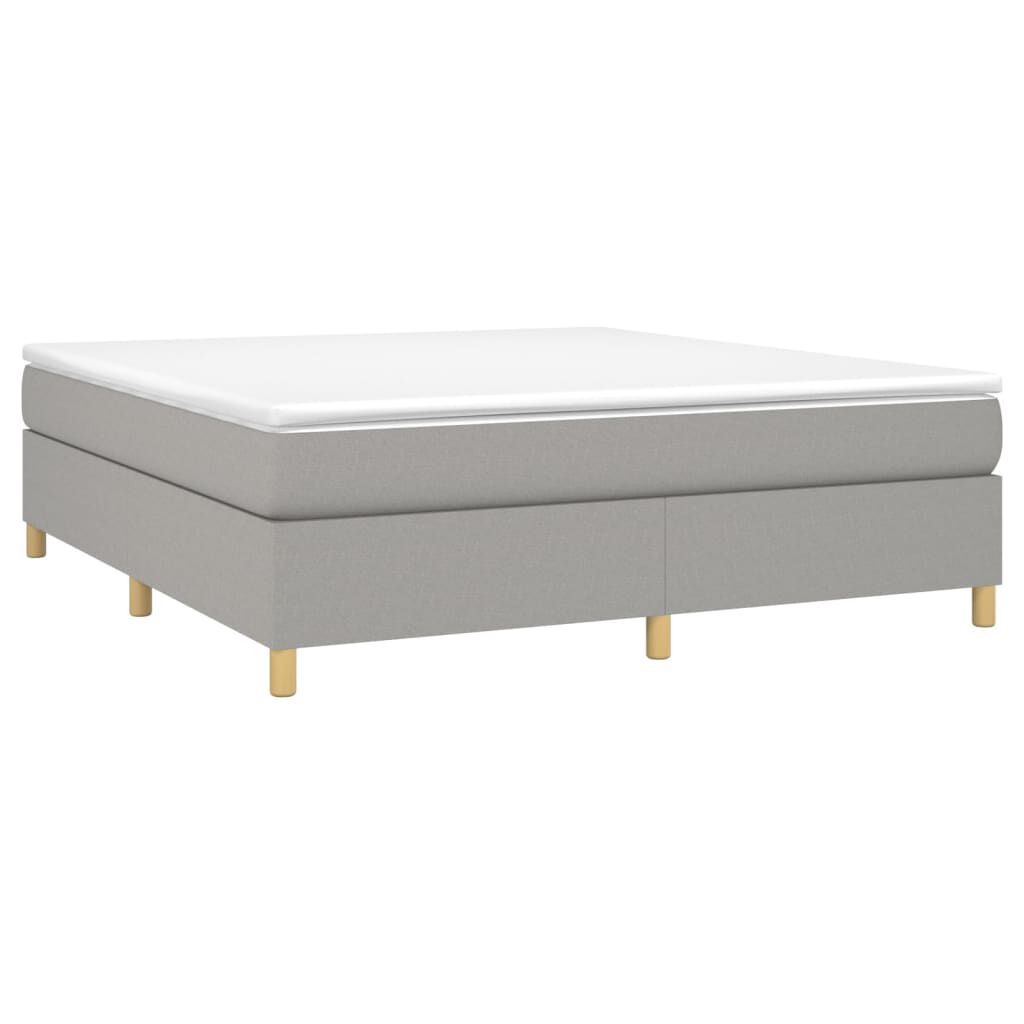 vidaXL Box Spring Bed with Mattress Light Grey 193x203 cm King Fabric