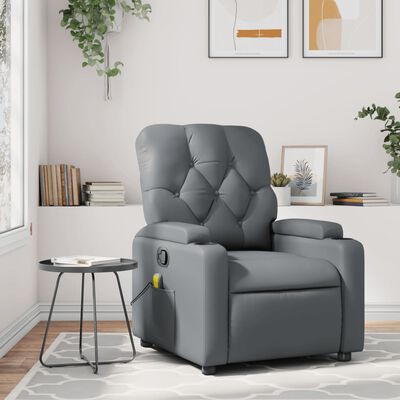 vidaXL Massage Recliner Chair Grey Faux Leather