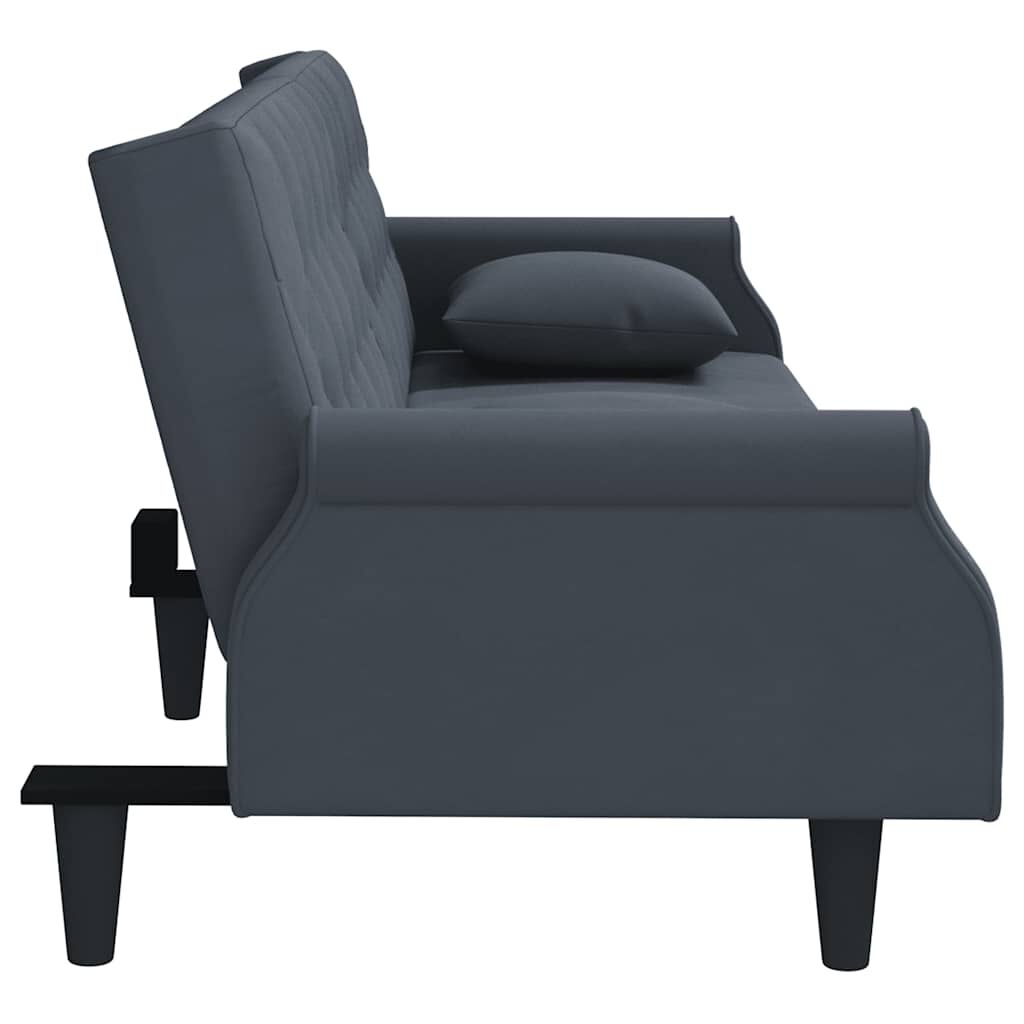 vidaXL Sofa Bed with Armrests Dark Grey Velvet