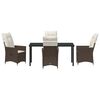 vidaXL Garden Dining Set with Cushion 5 pcs Brown Poly Rattan