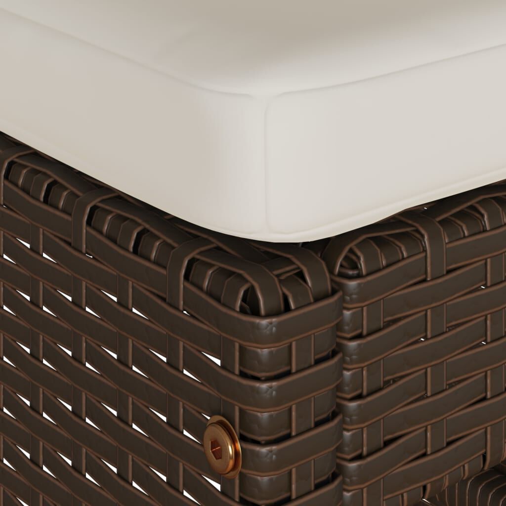 vidaXL Garden Bar Stools with Cushions 2 pcs Brown Poly Rattan