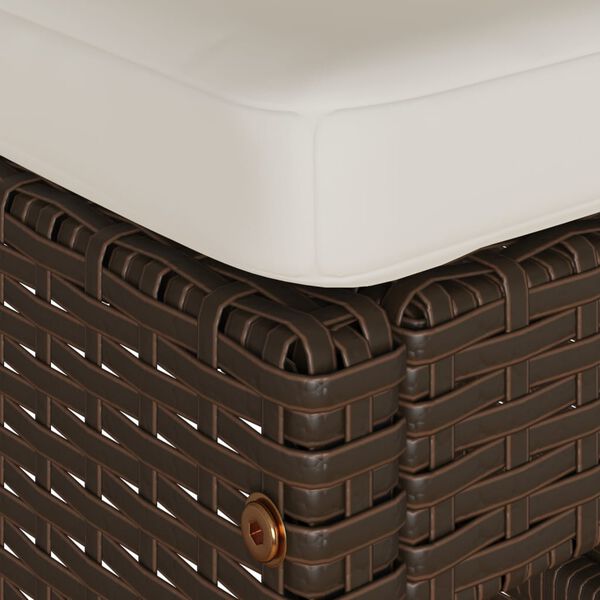 vidaXL Garden Bar Stools with Cushions 2 pcs Brown Poly Rattan