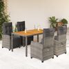 vidaXL 5 Piece Garden Dining Set with Cushions Grey Poly Rattan