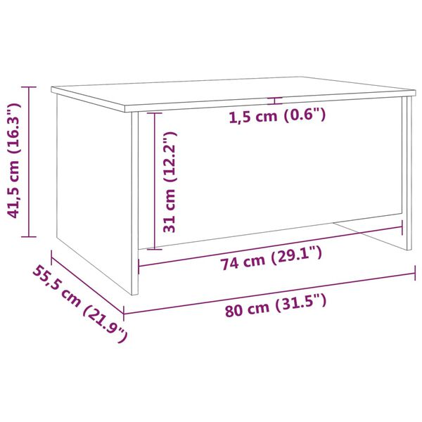 vidaXL Coffee Table Black 80x55.5x41.5 cm Engineered Wood