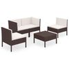 vidaXL 5 Piece Garden Lounge Set with Cushions Poly Rattan Brown