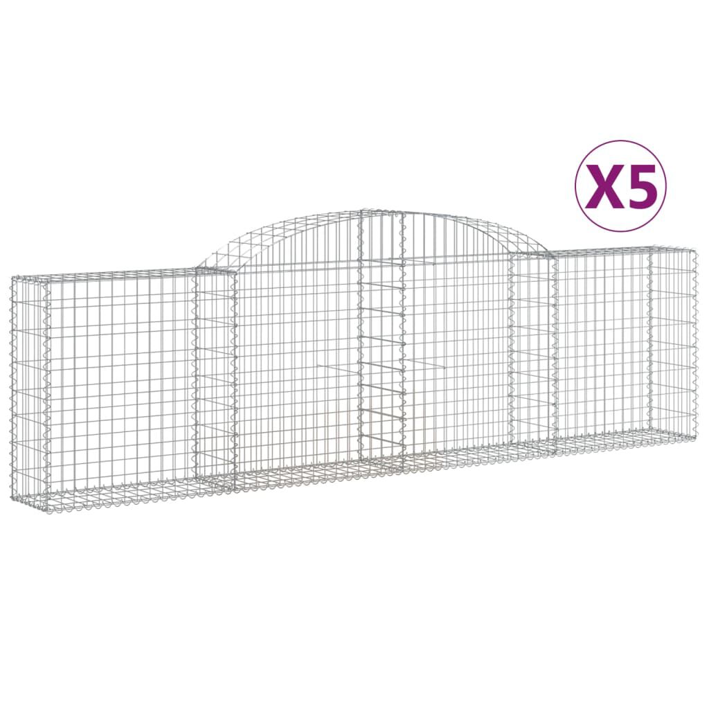 vidaXL Arched Gabion Baskets 5 pcs 300x30x80/100 cm Galvanised Iron
