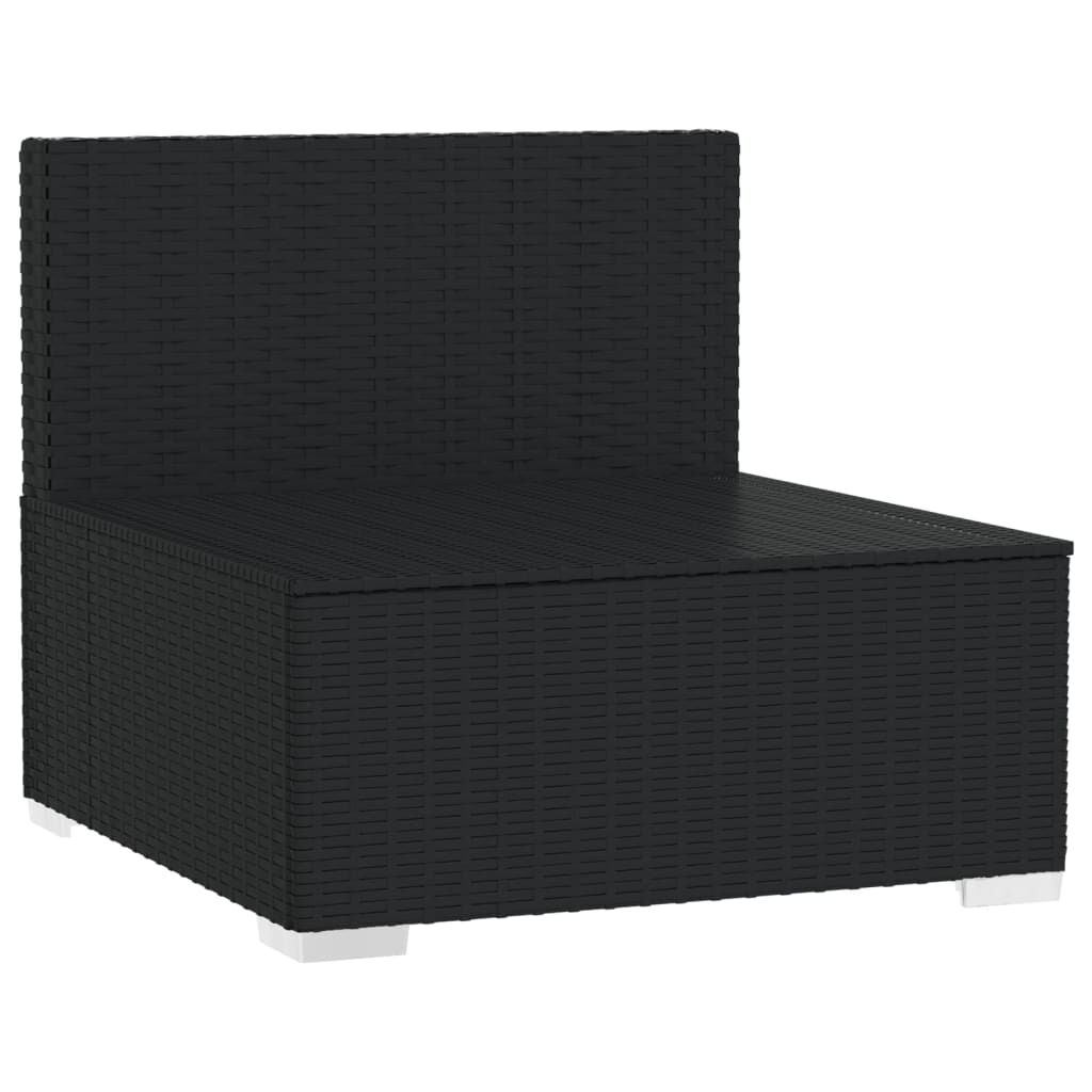 vidaXL 3-Seater Sofa with Cushions Black Poly Rattan