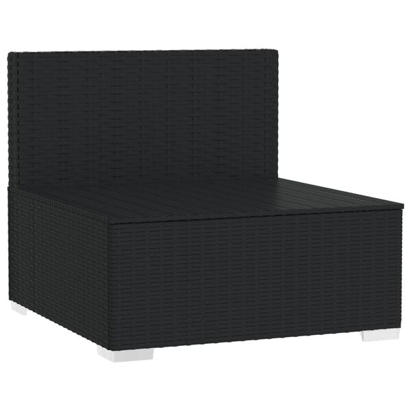 vidaXL 3-Seater Sofa with Cushions Black Poly Rattan