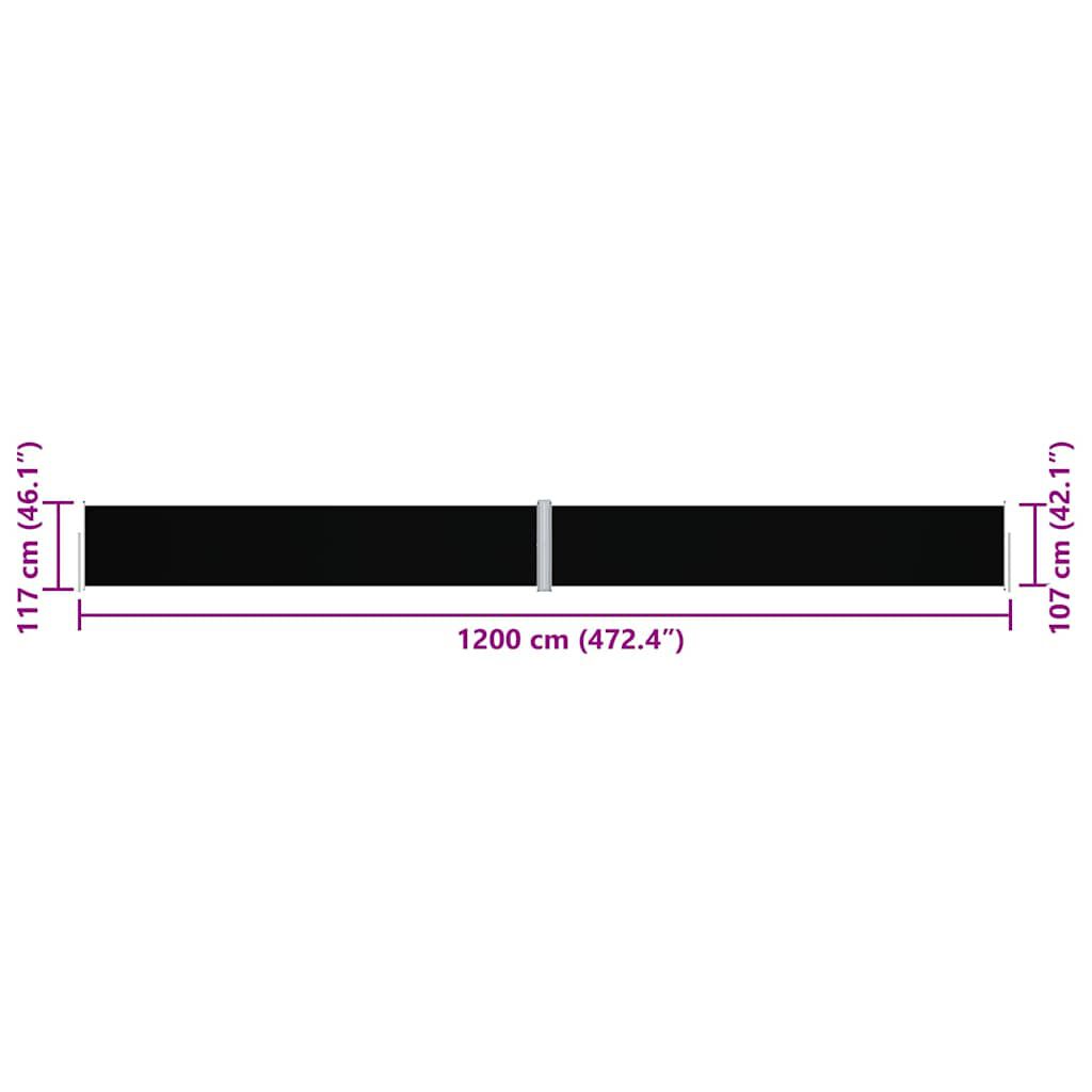 vidaXL Retractable Side Awning Black 117x1200 cm