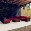 vidaXL 11 Piece Garden Lounge Set with Cushions Brown Poly Rattan