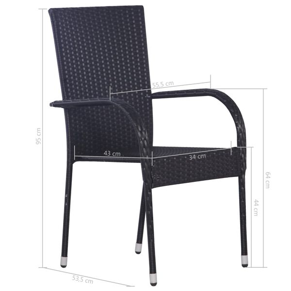 vidaXL 7 Piece Garden Dining Set Poly Rattan Black