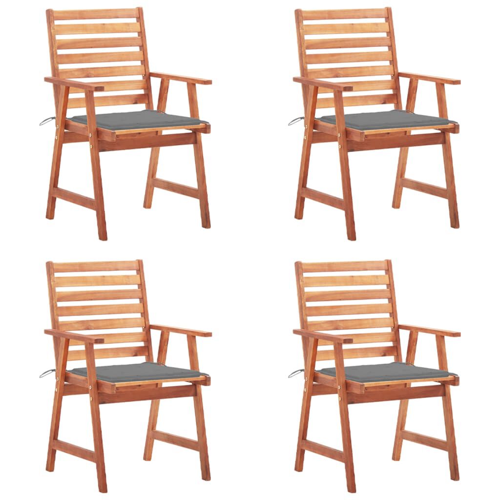 vidaXL Outdoor Dining Chairs 4 pcs with Cushions Solid Acacia Wood