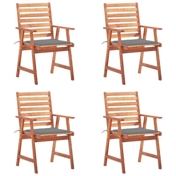 vidaXL Outdoor Dining Chairs 4 pcs with Cushions Solid Acacia Wood