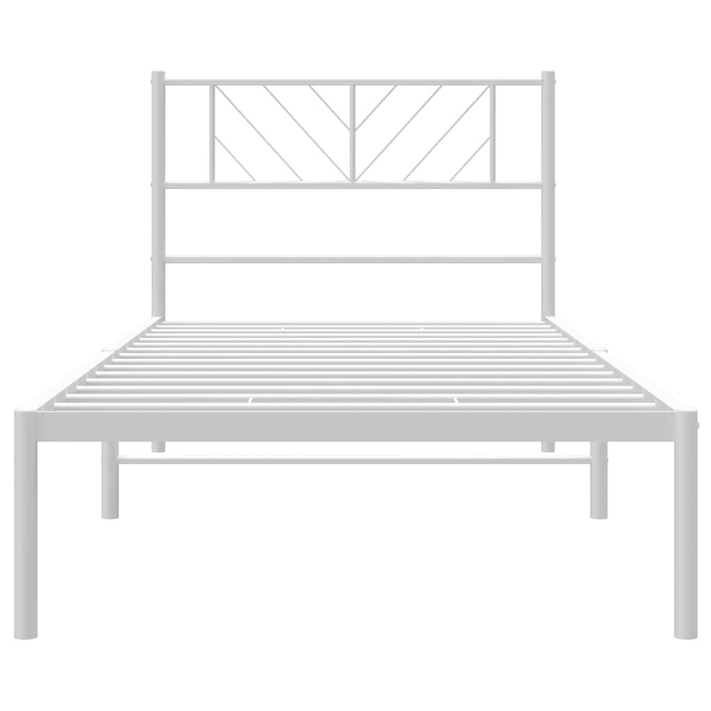 vidaXL Metal Bed Frame without Mattress with Headboard White 100x190cm