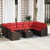 vidaXL Sofa Set with Cushion 10 pcs Brown Poly Rattan