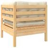 vidaXL 3 Piece Garden Lounge Set with Cream Cushions Solid Pinewood