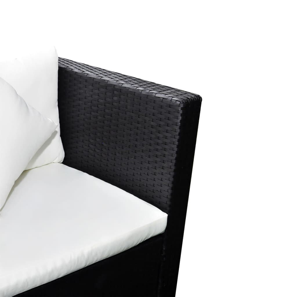 vidaXL 4 Piece Garden Lounge Set with Cushions Poly Rattan Black