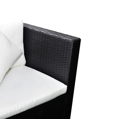 vidaXL 4 Piece Garden Lounge Set with Cushions Poly Rattan Black