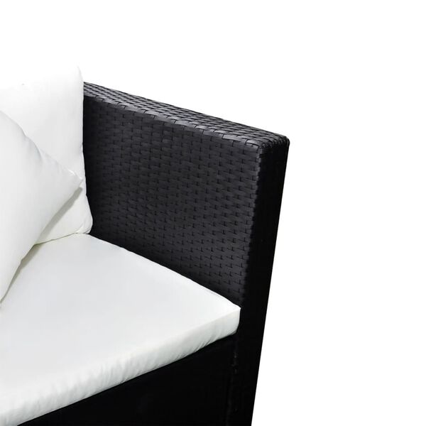 vidaXL 4 Piece Garden Lounge Set with Cushions Poly Rattan Black