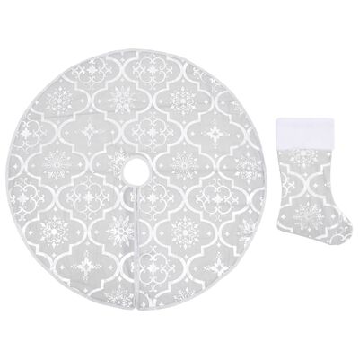 vidaXL Luxury Christmas Tree Skirt with Sock White 150 cm Fabric