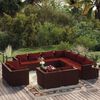 vidaXL 12 Piece Garden Lounge Set with Cushions Brown Poly Rattan