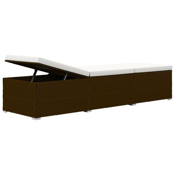 vidaXL 3 Piece Garden Sun Loungers with Tea Table Poly Rattan Brown