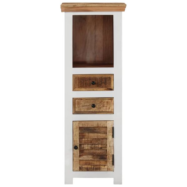 vidaXL Highboard Brown&White 40x30x110 cm Solid Wood Mango and Acacia