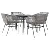 vidaXL 5 Piece Garden Dining Set with Cushions Grey Poly Rattan Glass