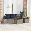 vidaXL Garden Sofa Set 6 pcs Grey and Navy Blue Poly Rattan