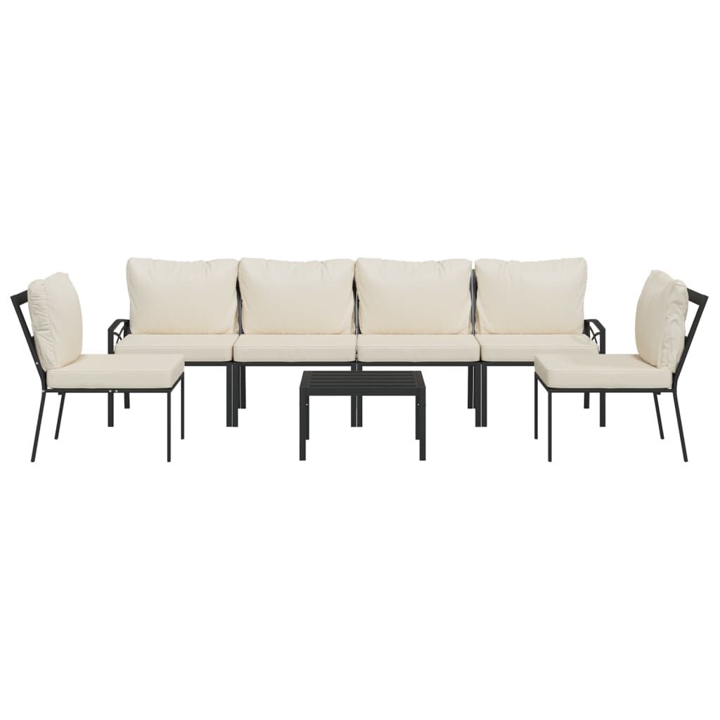 vidaXL 7 Piece Garden Lounge Set with Sand Cushions Steel