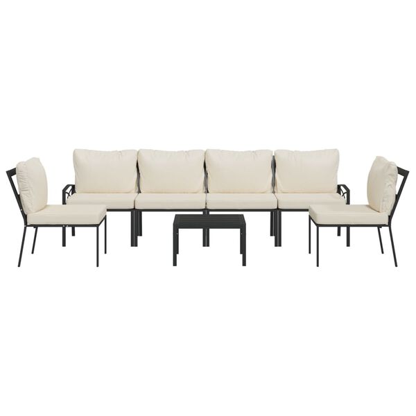 vidaXL 7 Piece Garden Lounge Set with Sand Cushions Steel