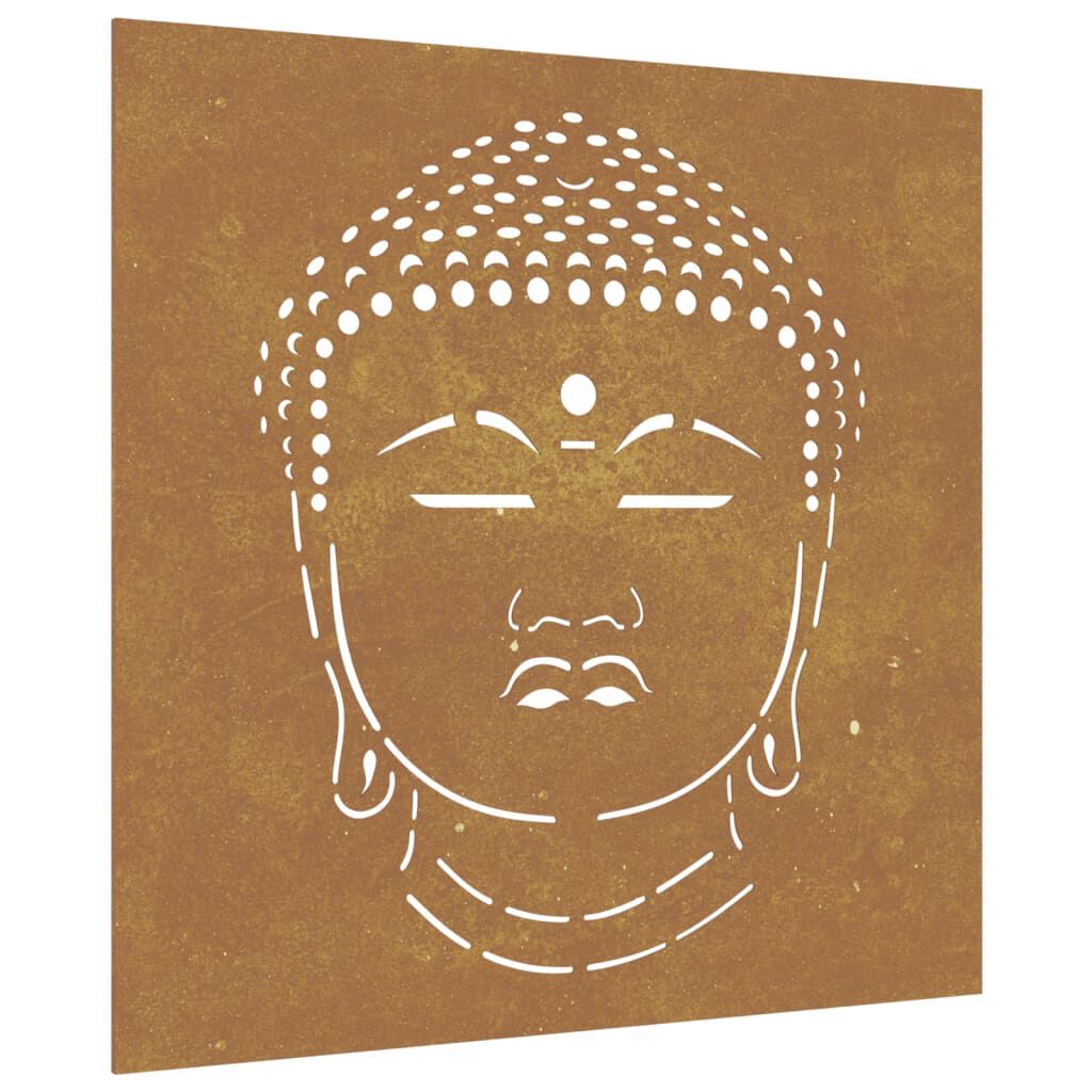 vidaXL Garden Wall Decoration 55x55 cm Corten Steel Buddha Head Design
