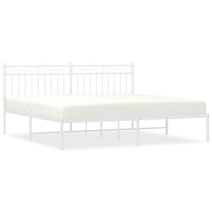 vidaXL Metal Bed Frame without Mattress with Headboard White 183x213cm