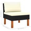 vidaXL Middle Sofa Poly Rattan and Solid Eucalyptus Wood