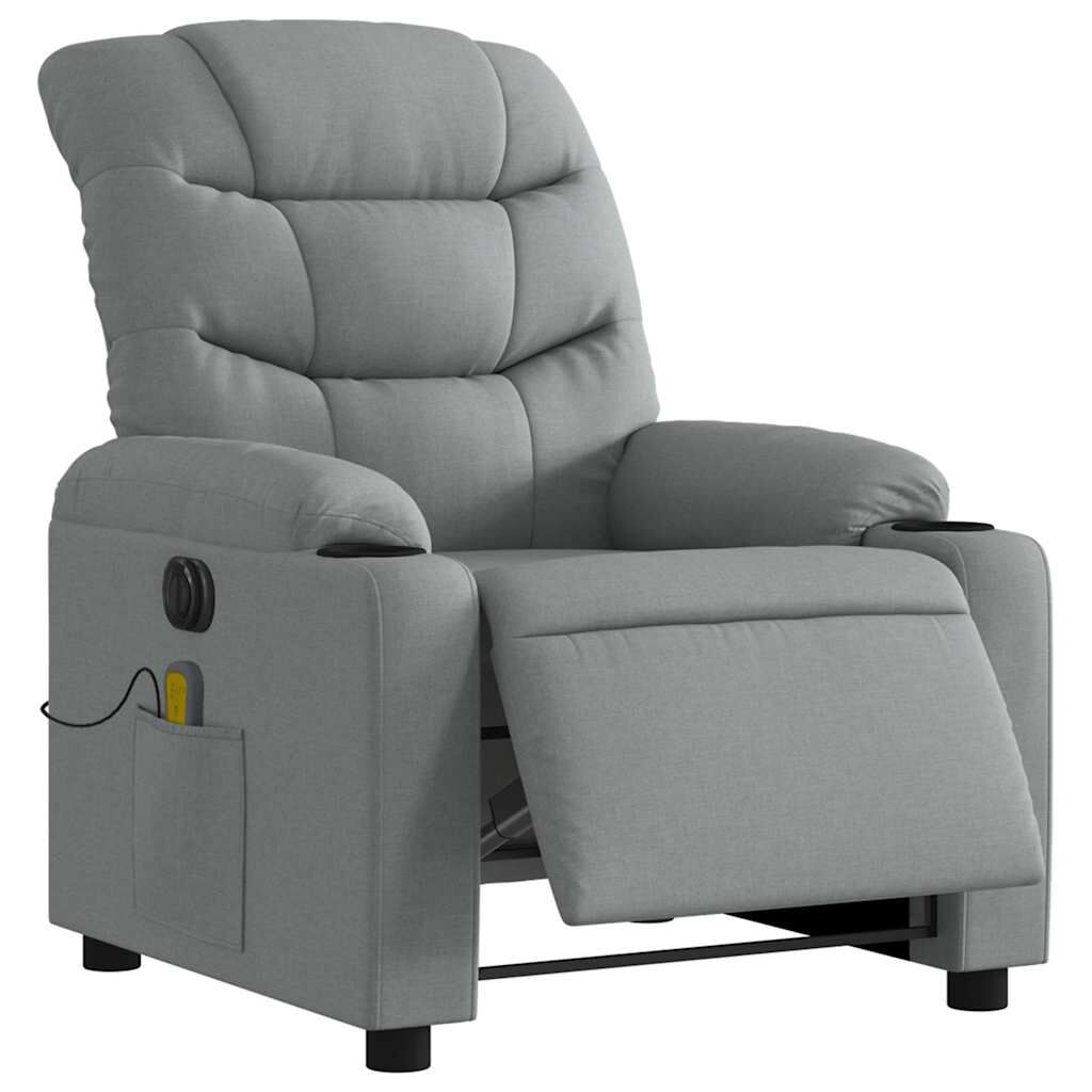 vidaXL Electric Massage Recliner Chair Light Grey Fabric