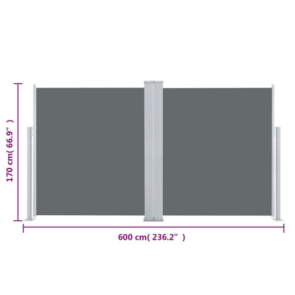 vidaXL Patio Retractable Double Side Awning 170x600 cm Anthracite