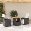 vidaXL 3 Piece Garden Dining Set with Cushions Black Poly Rattan