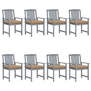 vidaXL Garden Chairs with Cushions 8 pcs Solid Acacia Wood Grey