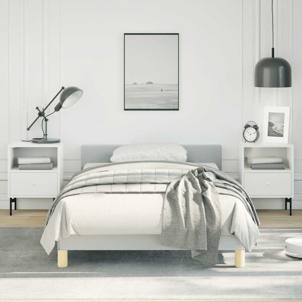 vidaXL Bed Frame without Mattress Light Grey Twin XL Fabric