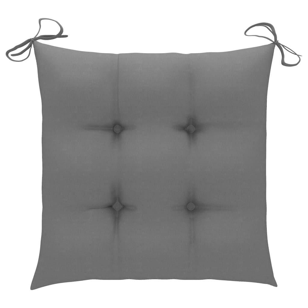 vidaXL Garden Chairs 2 pcs with Grey Cushions Solid Teak Wood