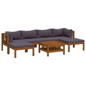 vidaXL 7 Piece Garden Lounge Set with Cushion Solid Acacia Wood