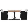 vidaXL 3 Piece Bistro Set with Cushions Poly Rattan Black