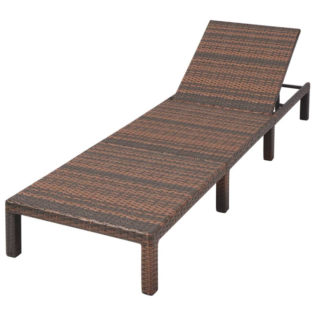 vidaXL Sun Lounger with Cushion Poly Rattan Brown
