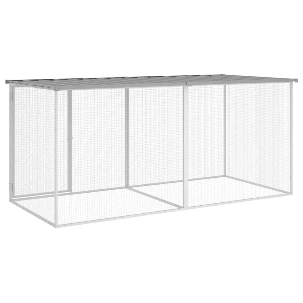 vidaXL Chicken Cage with Roof Light Grey 203x98x90 cm Galvanised Steel