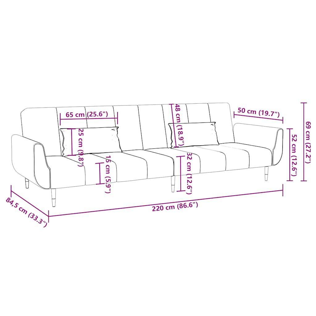 vidaXL 2-Seater Sofa Bed with Two Pillows Dark Green Velvet