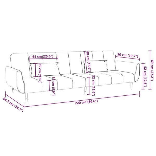 vidaXL 2-Seater Sofa Bed with Two Pillows Dark Green Velvet