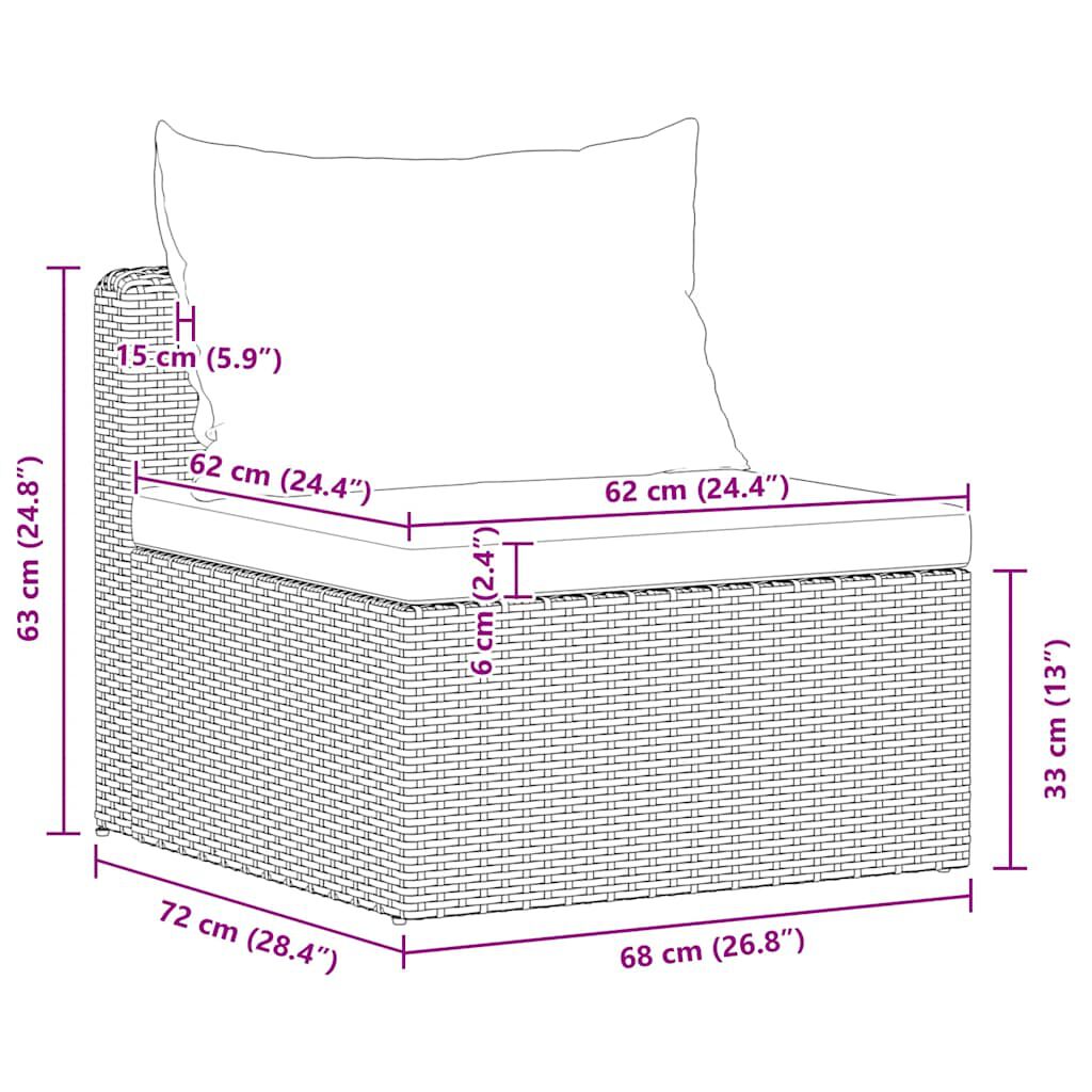 vidaXL 3 Piece Garden Sofa Set with Cushions Grey Poly Rattan