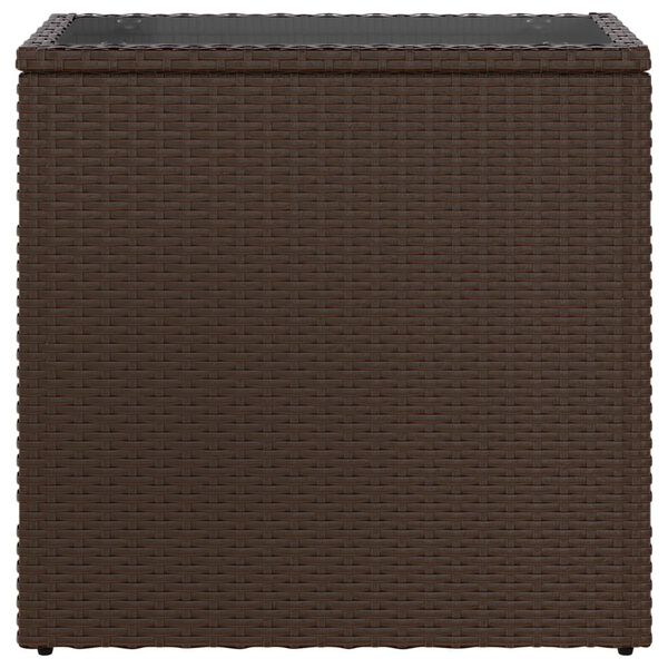 vidaXL Garden Side Table with Glass Top Brown 58x27.5x55 cm Poly Rattan