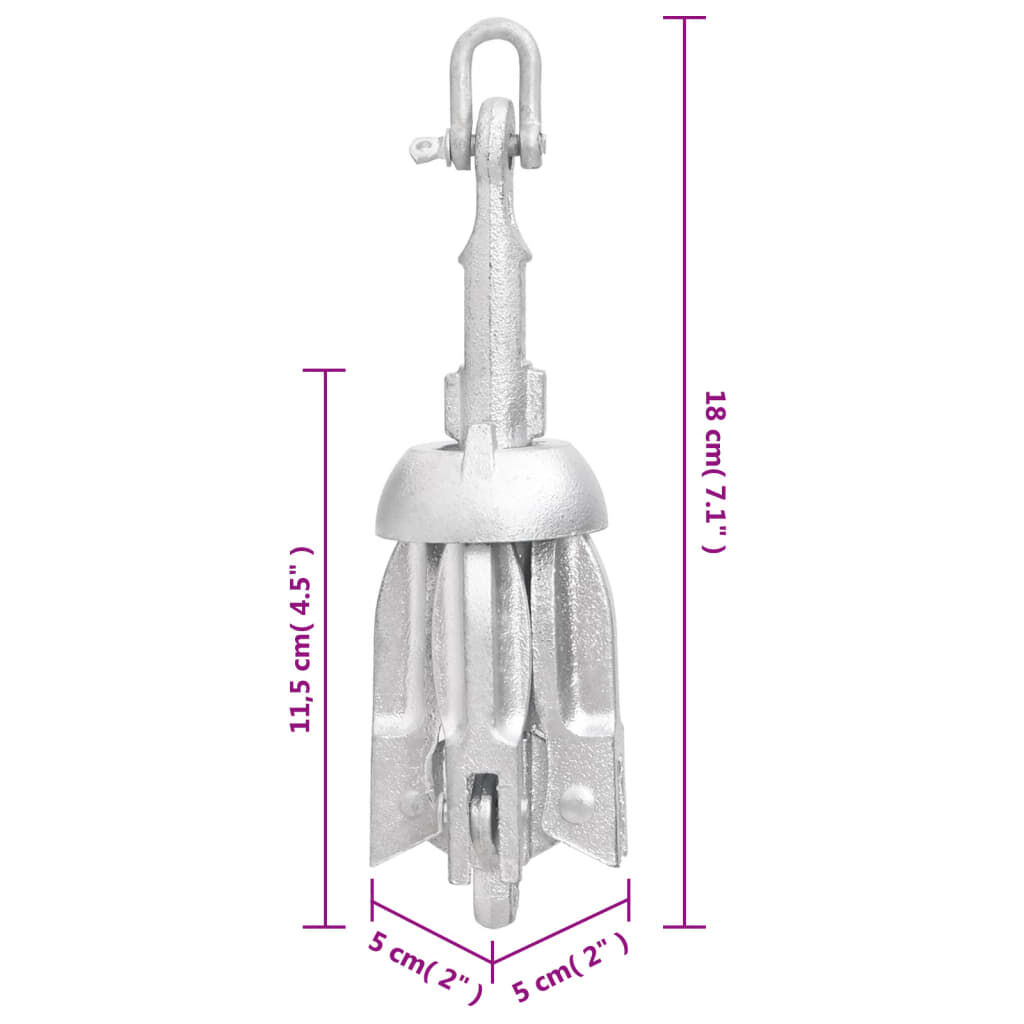 vidaXL Folding Anchor Silver 0.7 kg Hot Dip Galvanized Cast Iron